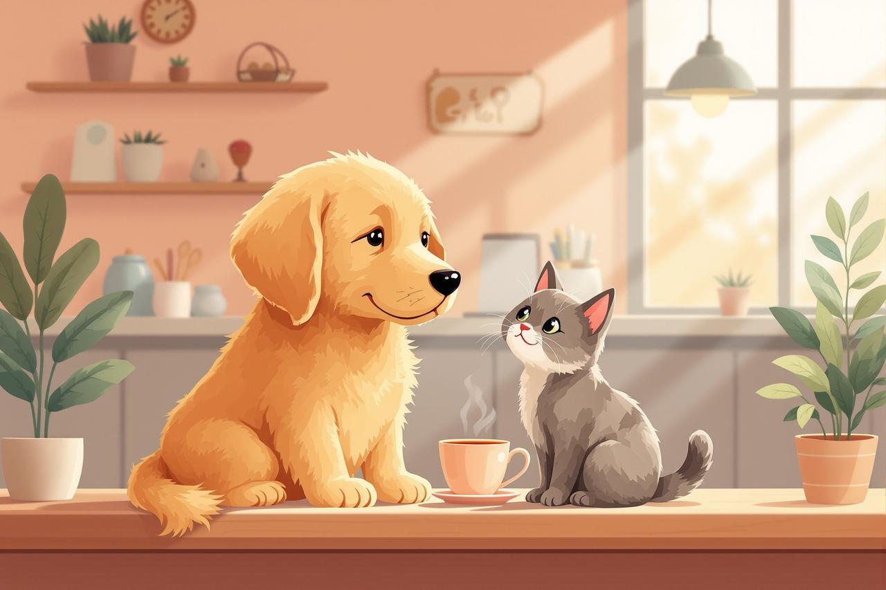 红果网网 - 《咖啡店的猫》第8集：新来的小金毛